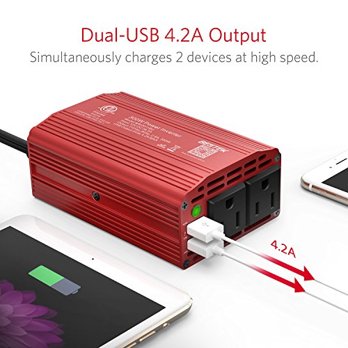 Inverter da 300 W DC 12V a 110V AC Inverter per auto con adattatore per auto Dual USB 4.2A